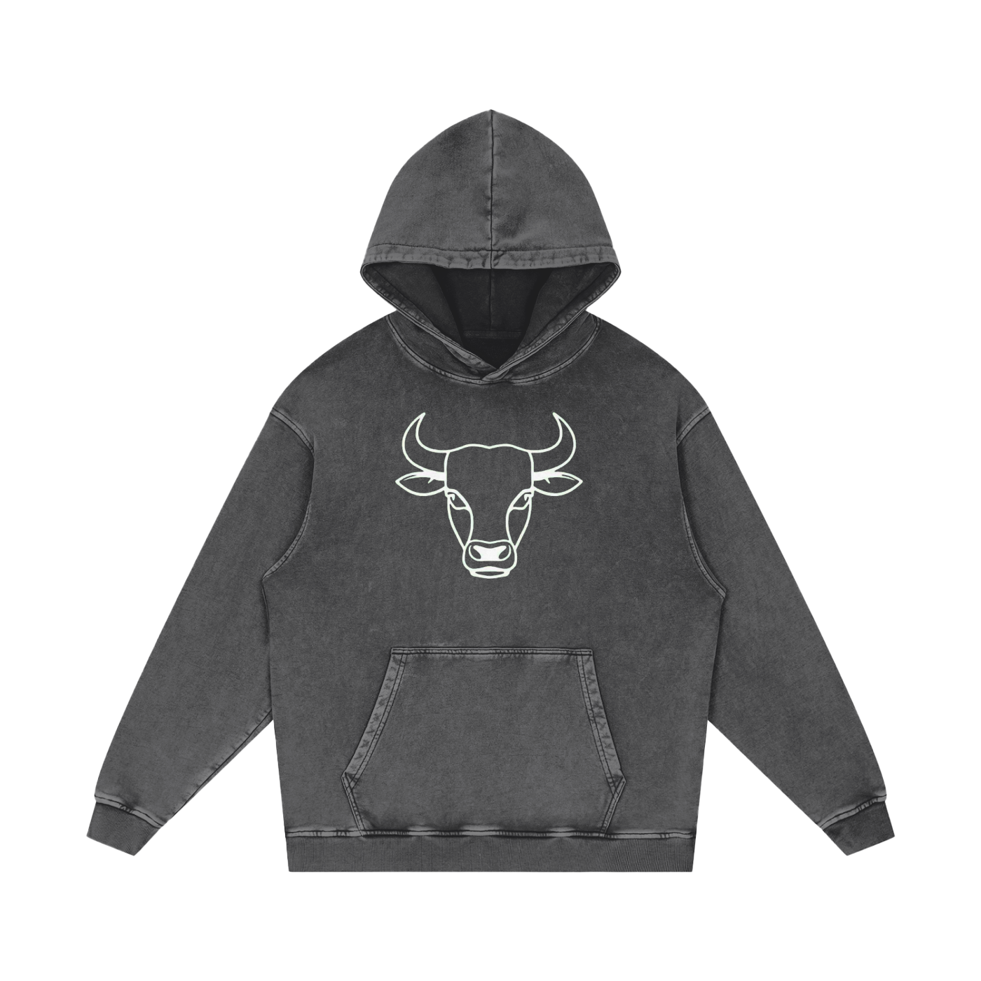 Bull Acid Wash Oversize Hoodie (multiple colors)