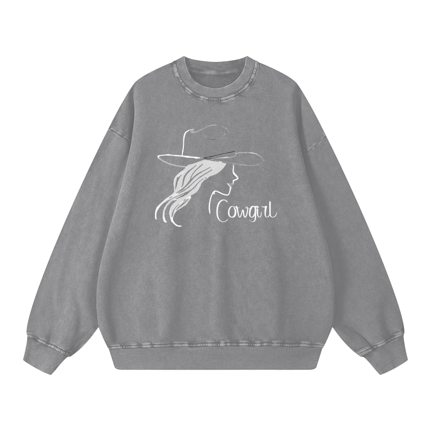 Cowgirl- Acid Wash Oversize Sweatshirt