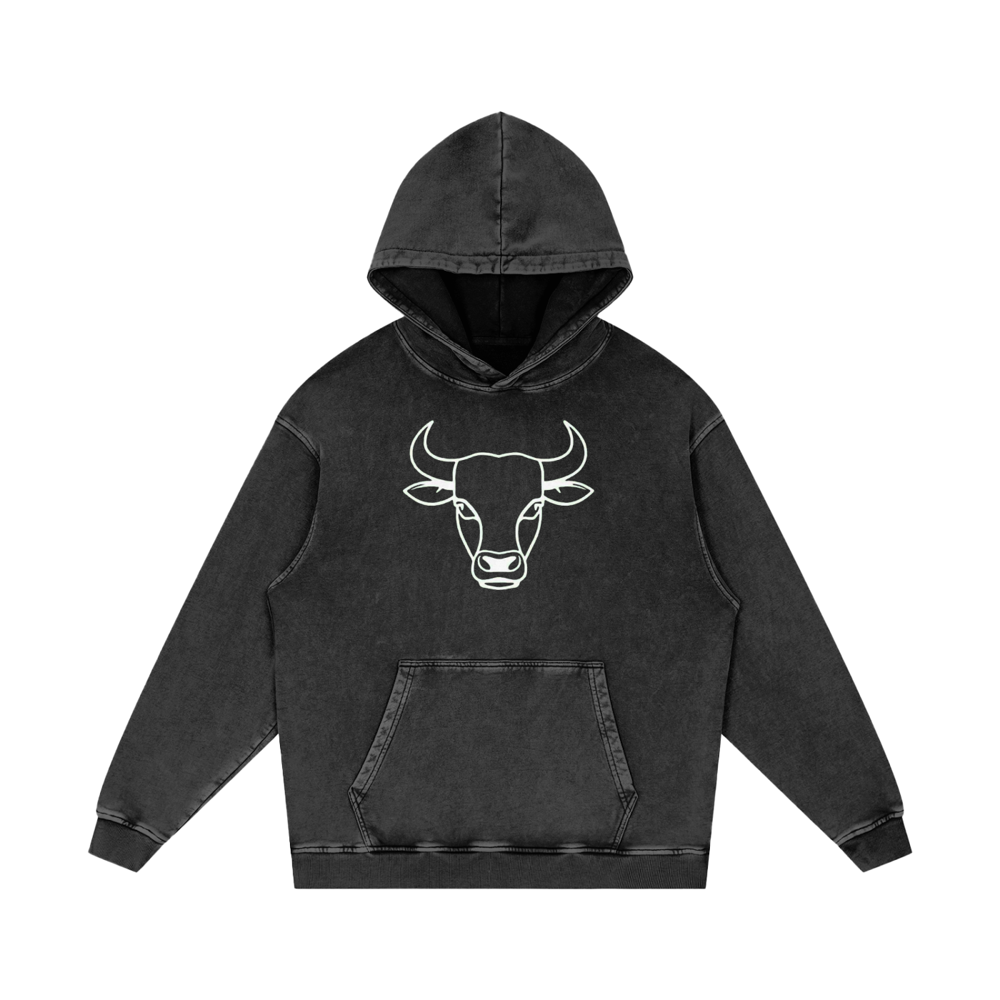 Bull Acid Wash Oversize Hoodie (multiple colors)