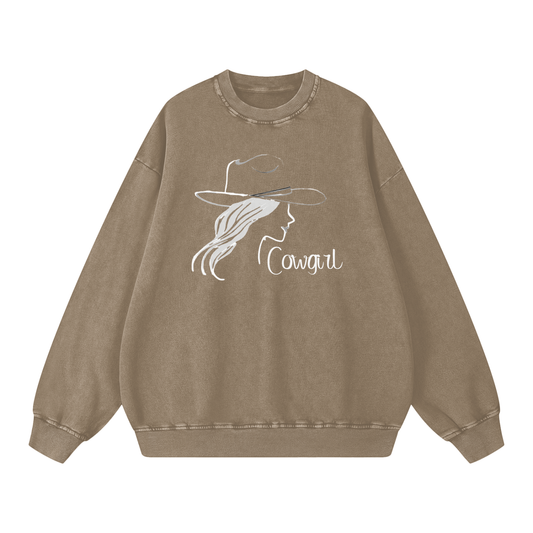 Cowgirl- Acid Wash Oversize Sweatshirt