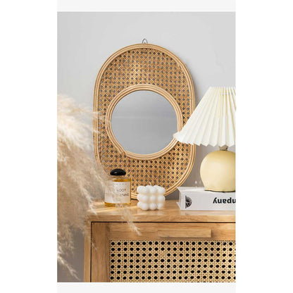 Rattan decorative mirror