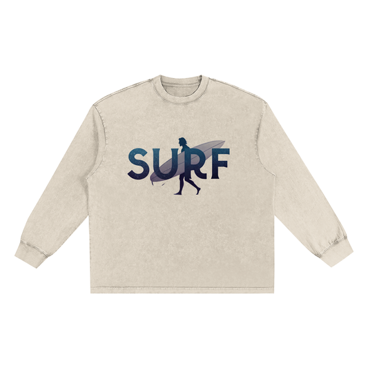 Snow Washed Oversize Long Sleeve T-shirt