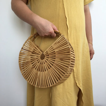 Rattan and bamboo bag women