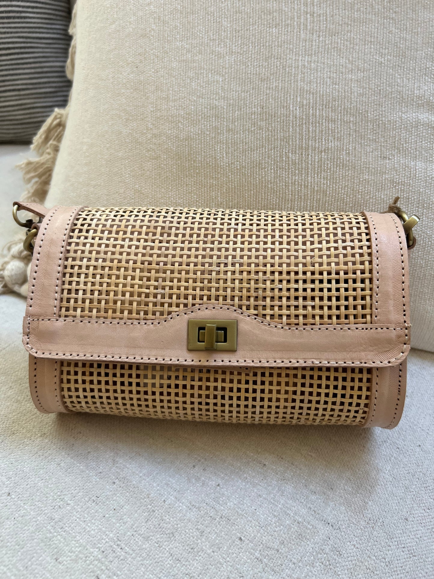 Wicker Crossbody -Camel and Nude