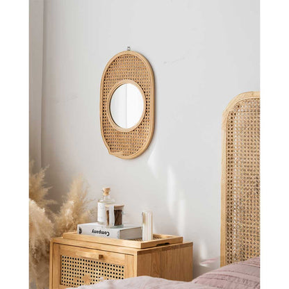 Rattan decorative mirror