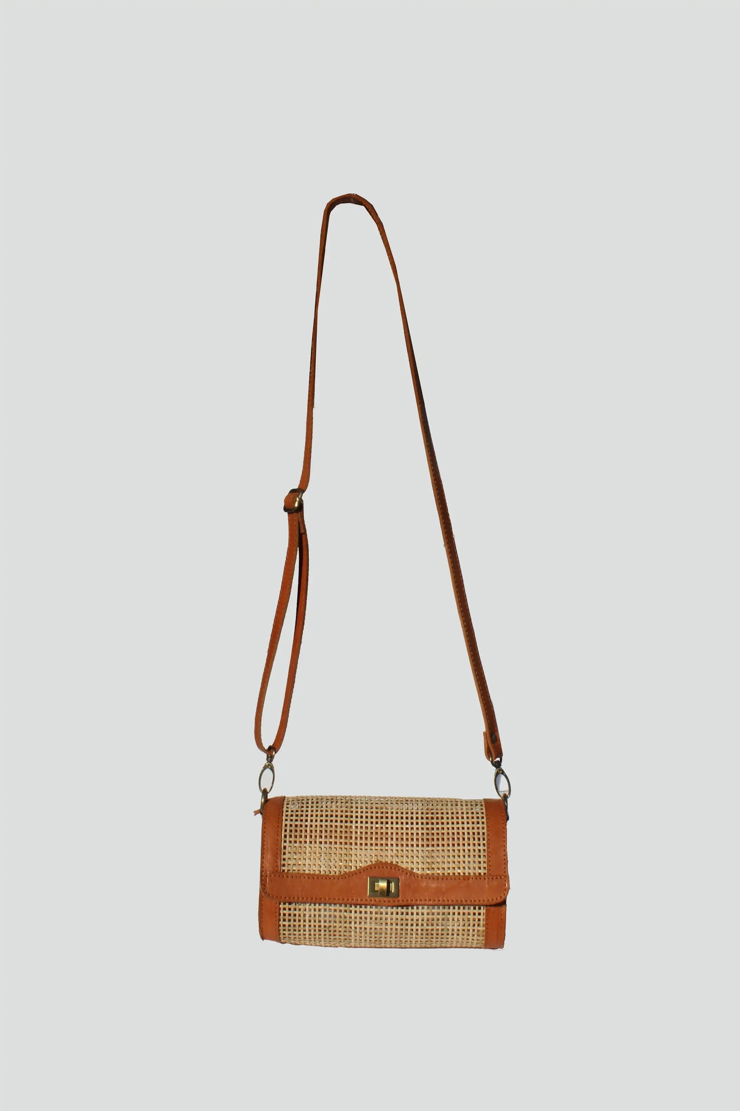 Wicker Crossbody -Camel and Nude