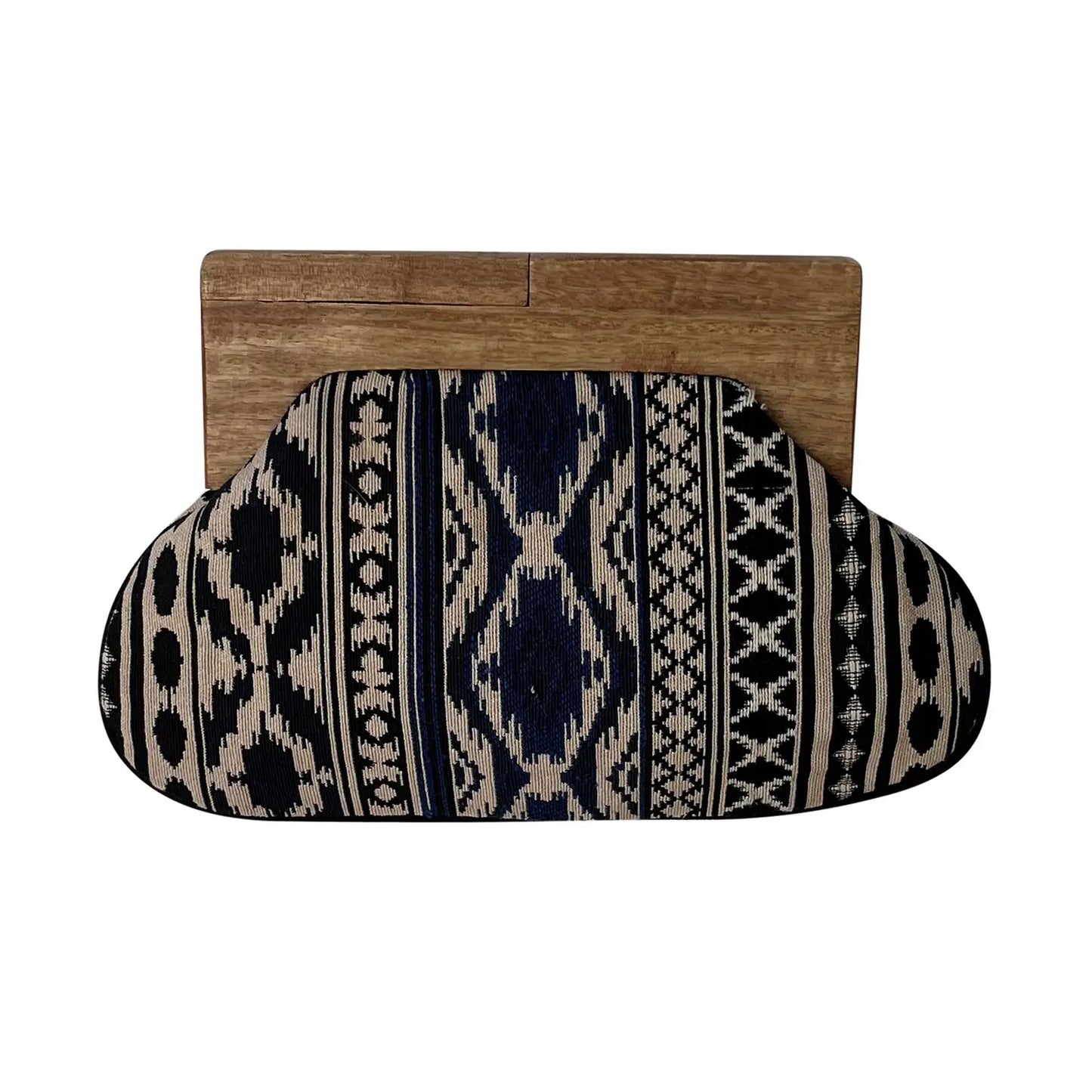 Black and Blue Wooden Clutch