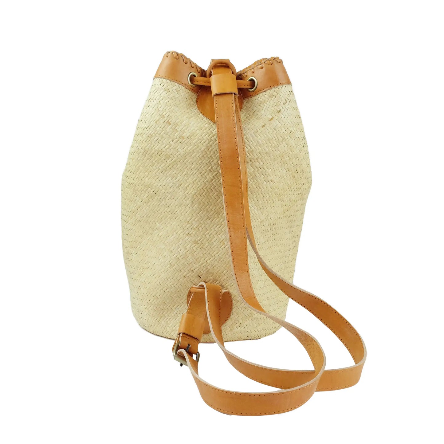 Rattan Sling Back Pack - Light Leather Large