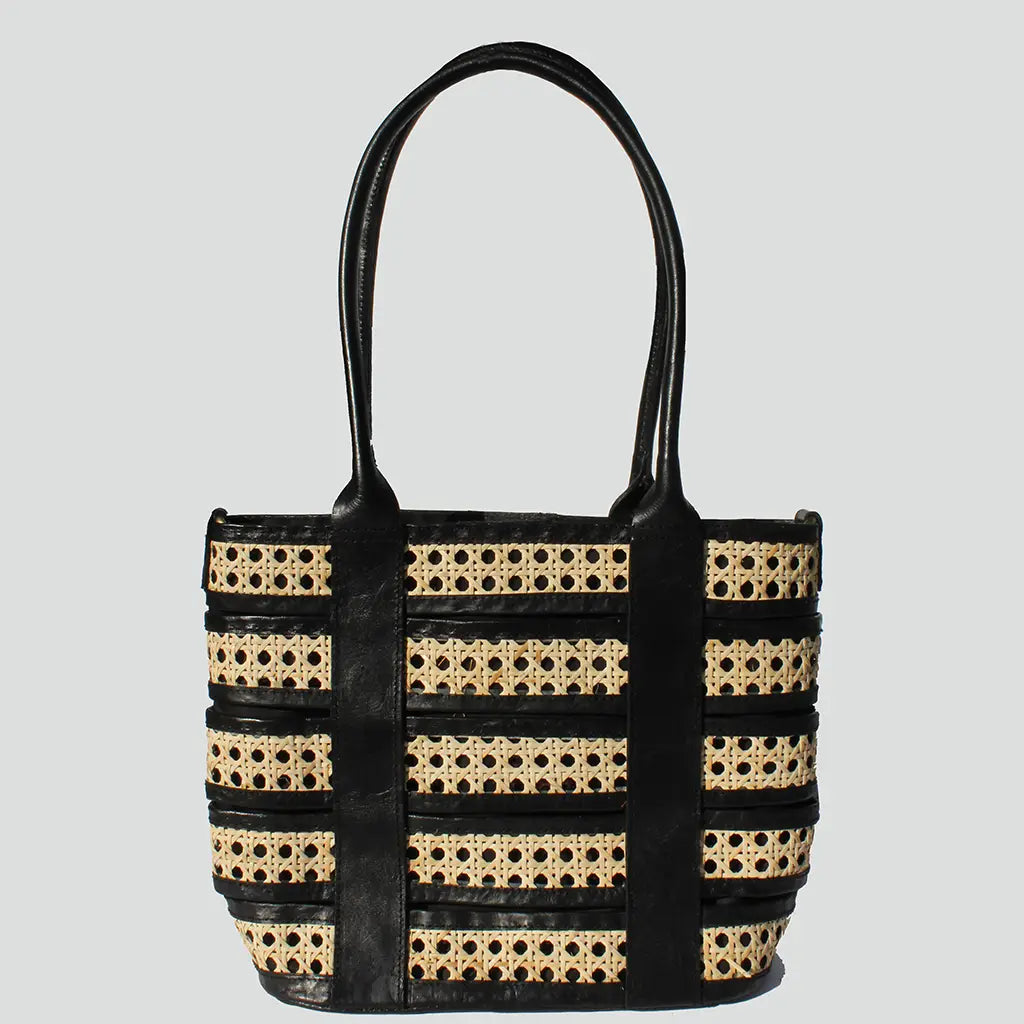 Cane Leather Tote - Black