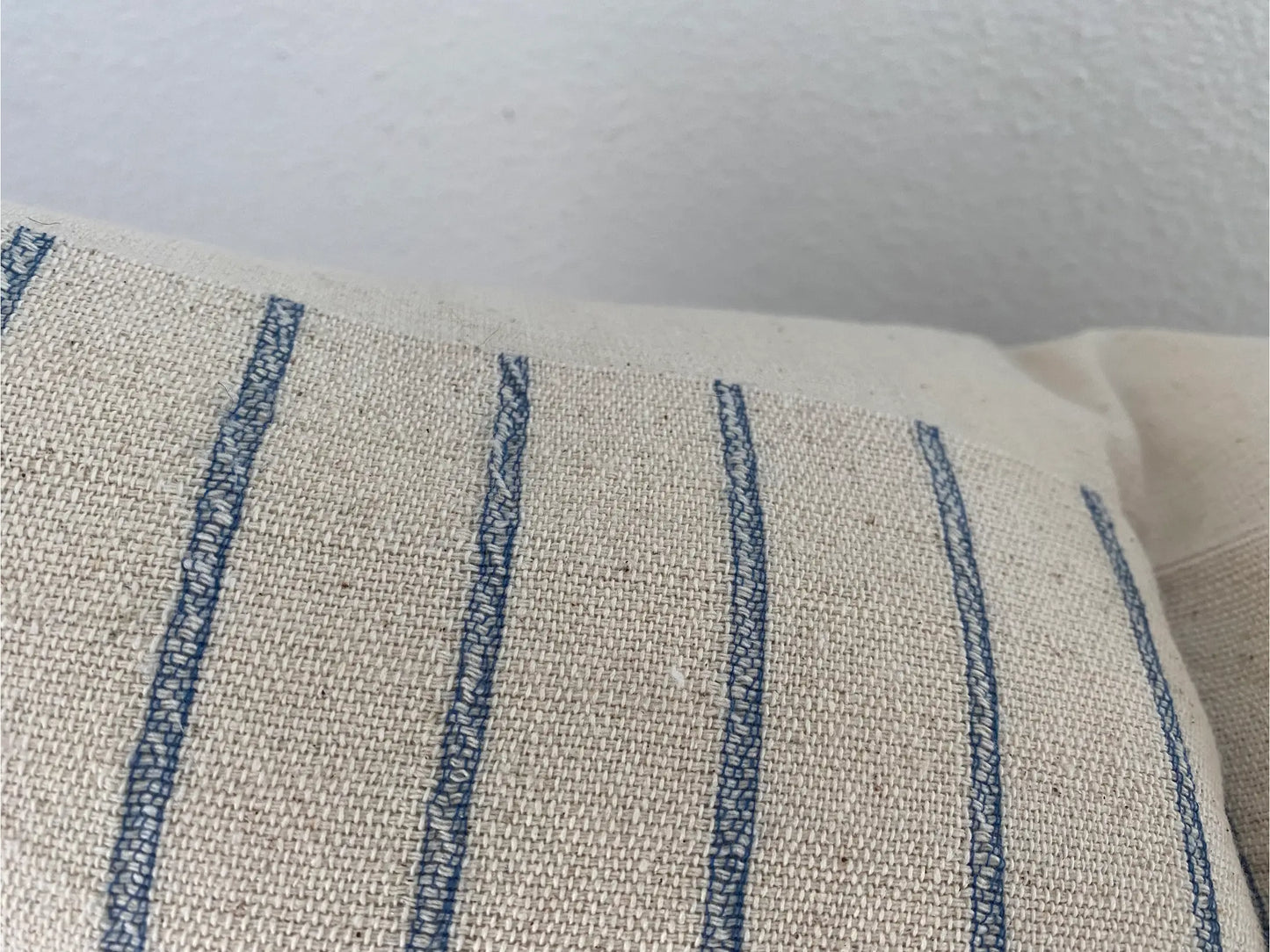 Blue Striped 100% Cotton Lumbar Pillow Cover