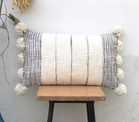 Hand Tufted Striped Cotton Pillow Cover