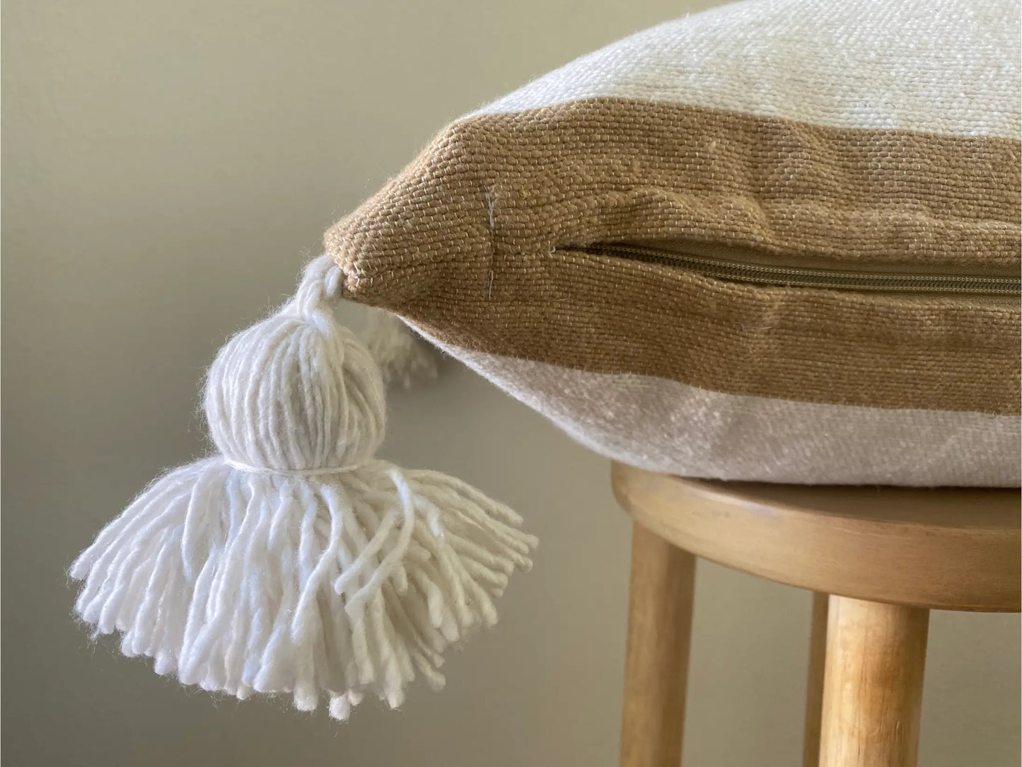 Brown Striped Cotton Pillow Cover