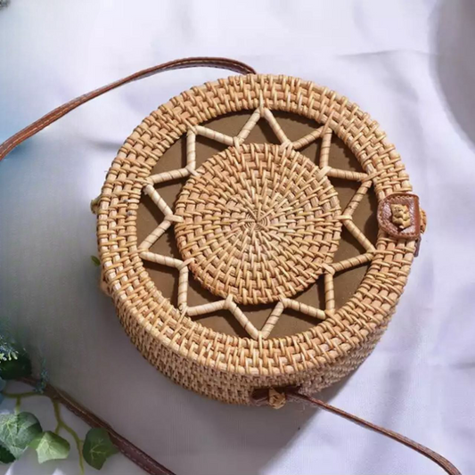 Rattan Round Purse- Star