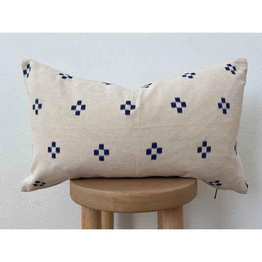 Natural Blue Pattern Lumbar Pillow Cover