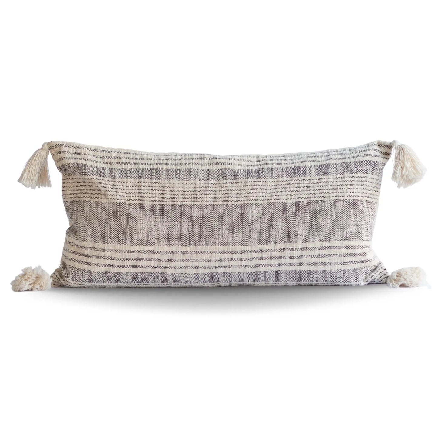 Striped Charcoal and Cream Pillow Cover