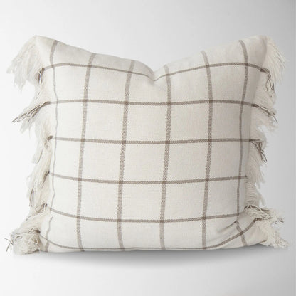 Poppy Windowpane with Frayed Edge Pillow Cover