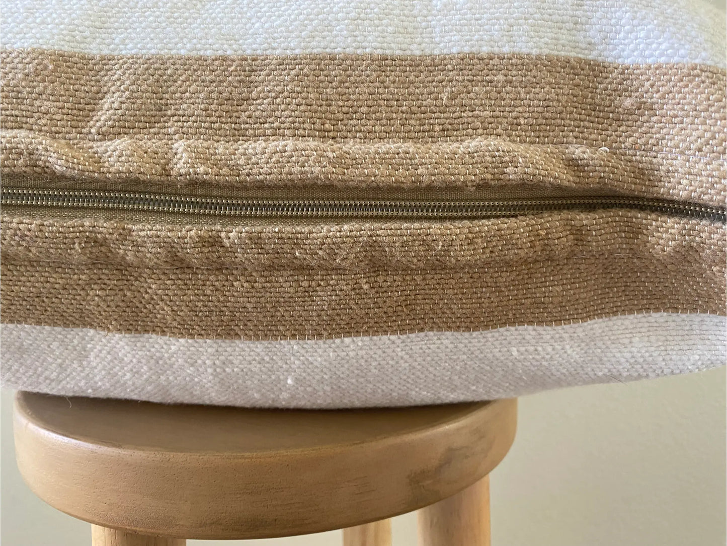 Brown Striped Cotton Pillow Cover