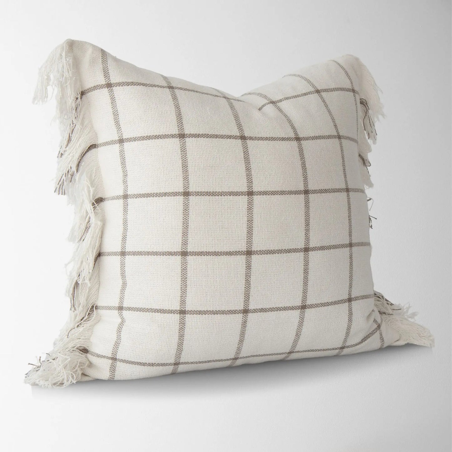 Poppy Windowpane with Frayed Edge Pillow Cover