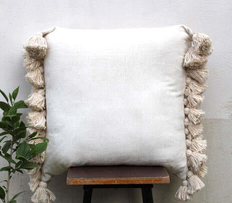 Cream Hand Tufted Chenille Pillow Cover