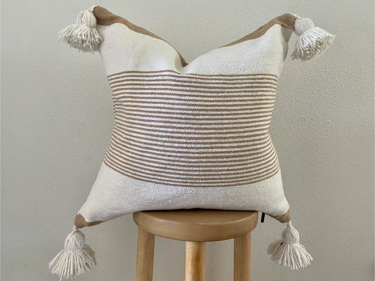 Brown Striped Cotton Pillow Cover