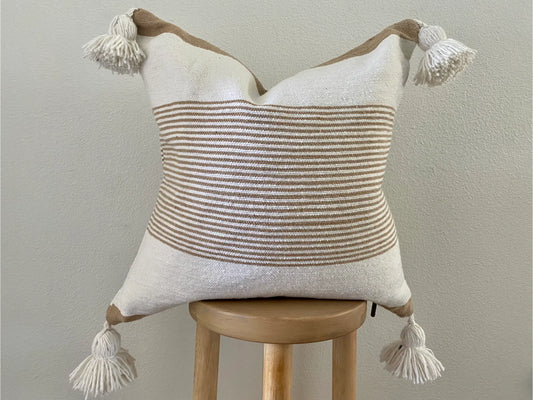 Brown Striped Cotton Pillow Cover