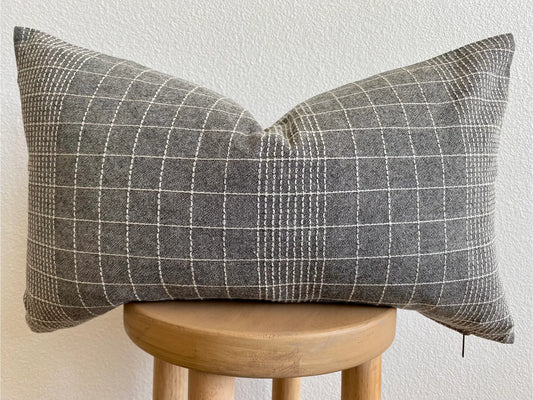 Gray Cotton Lumbar Pillow